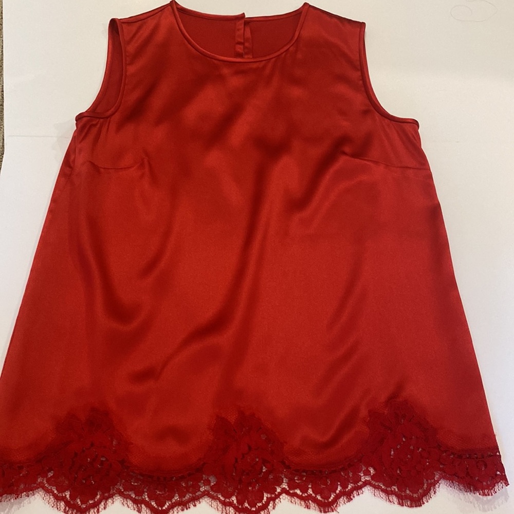 DOLCE & GABBANA RED SILK LACE TOP NWOT